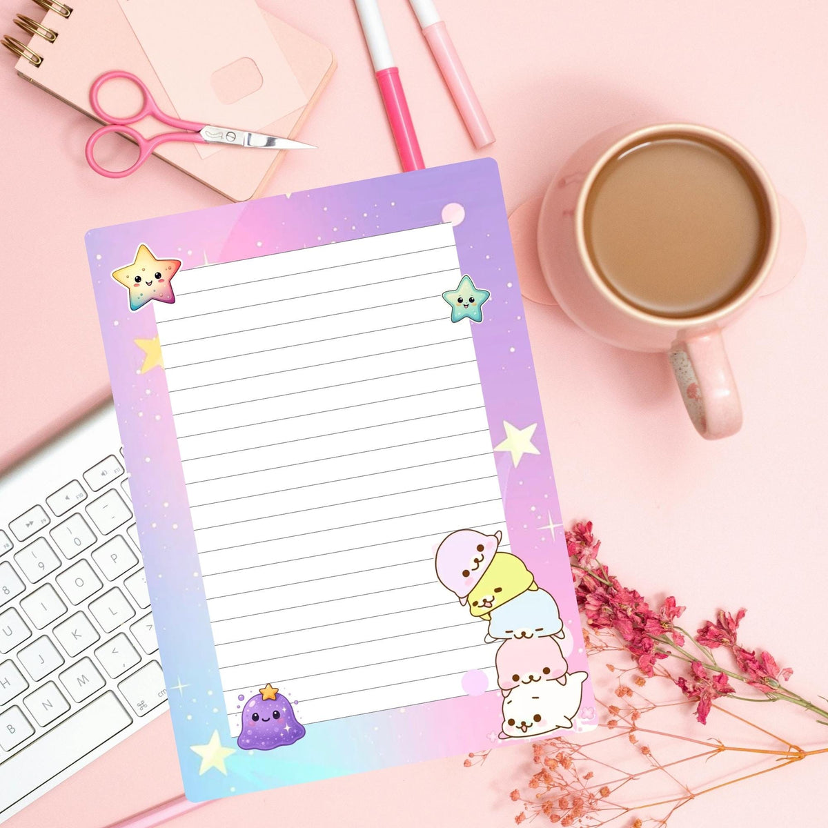 A6 Kids Notepad, Colourful Kawaii Animals, 40 Tear-Off Planner Pages