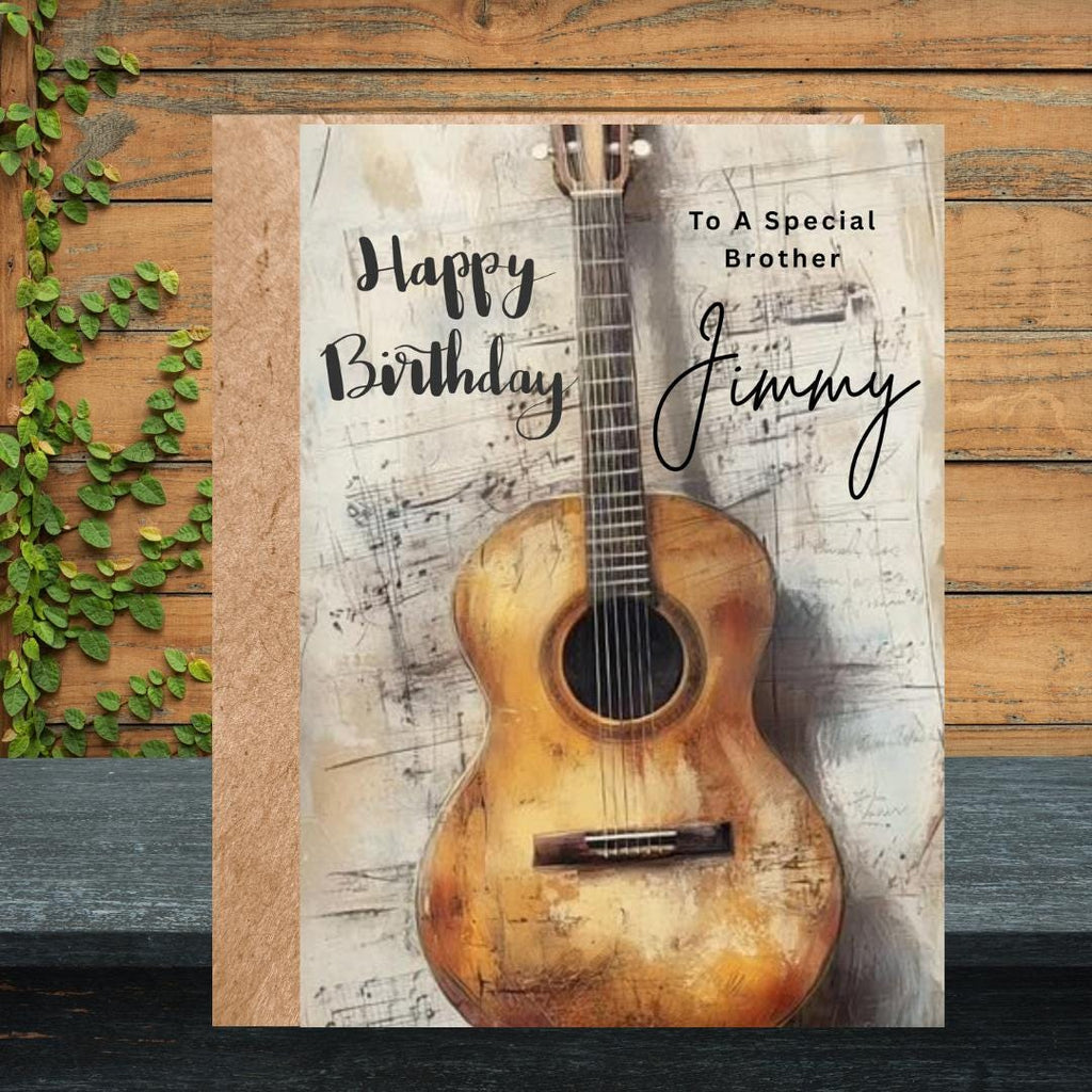 Personalised Guitar Birthday Card For Son, Custom Name Music Greeting for Brother Friend, Grandson