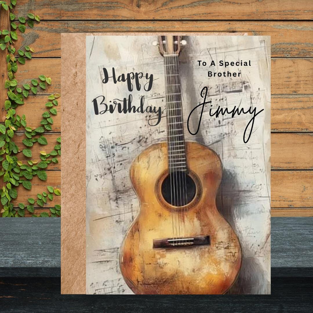 Personalised Guitar Birthday Card For Son, Custom Name Music Greeting for Brother Friend, Grandson
