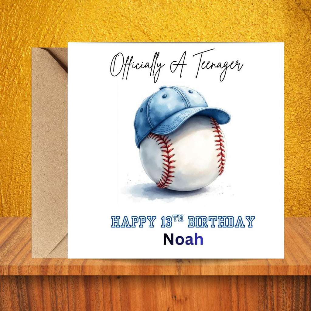 Personalized Baseball Birthday Card, Funny Teenager 13th, Son Grandson Nephew