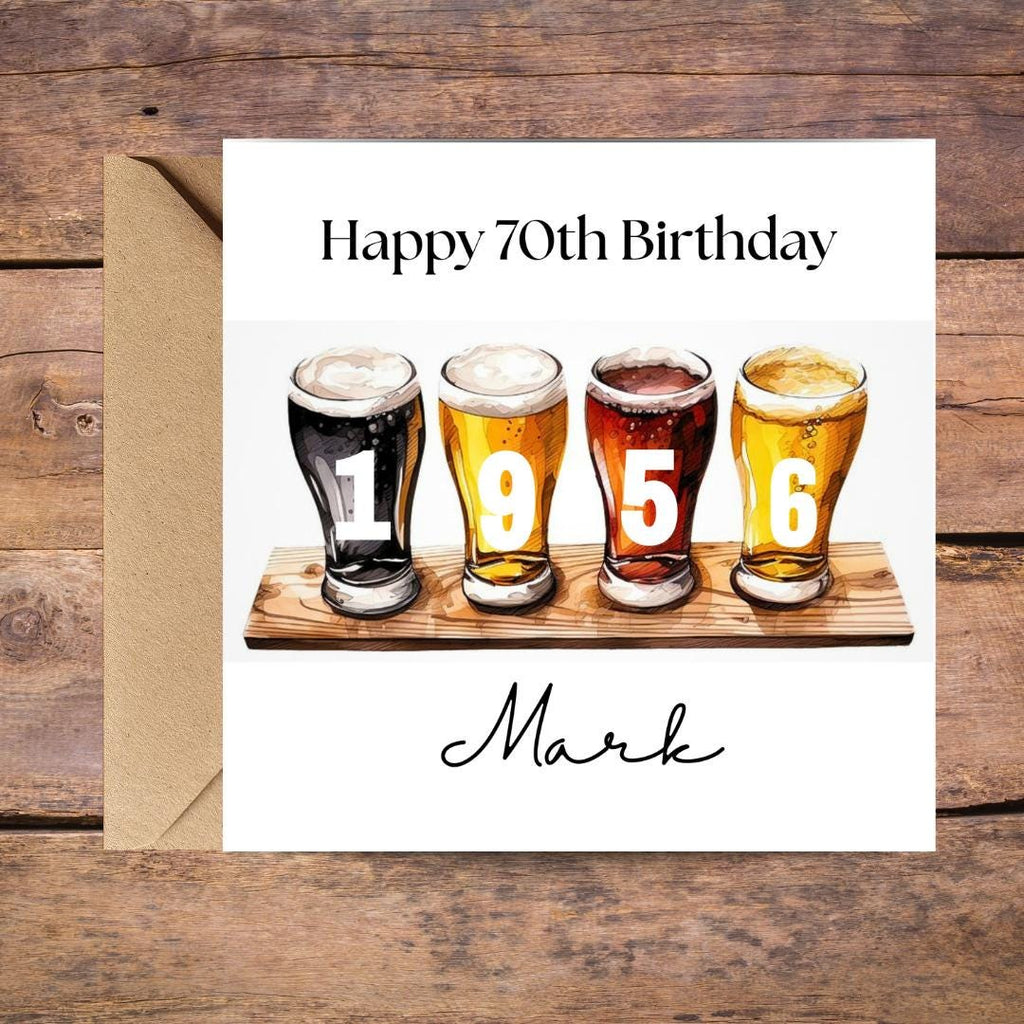 Personalized 70th Birthday Card For Dad, Funny Birth Year Custom Name Greetings For Men