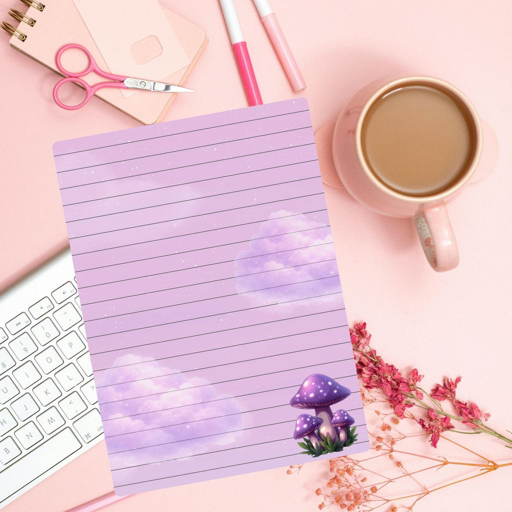 A5 notebook Purple pastel shade lined with sparkles, Kawaii Stationery, 40 Tear-Off Planner Pages