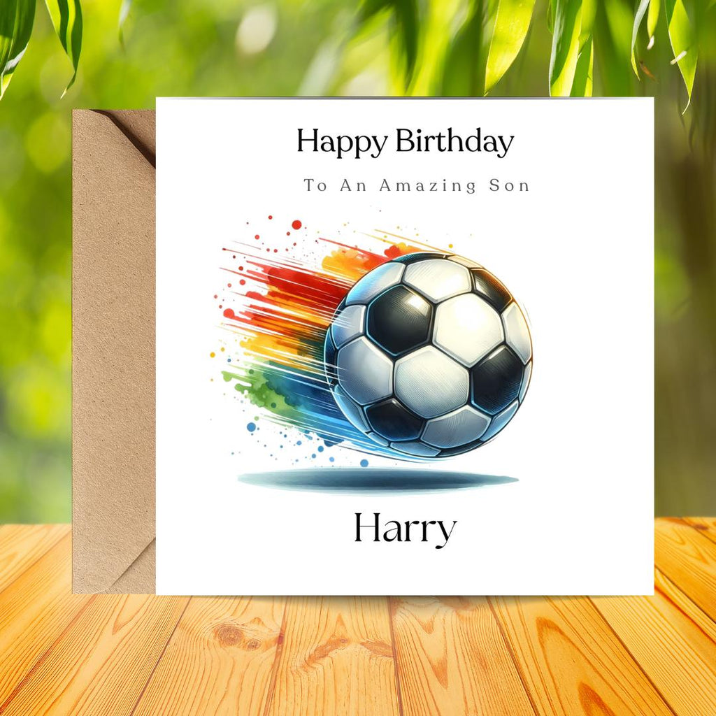 Personalized Football Birthday Card For Boys, Custom Name Soccer Card Grandson, Friend