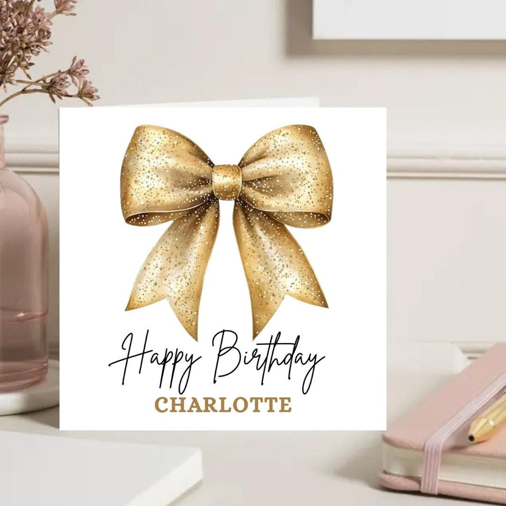 Coquette Bow Birthday Card: Personalized card for girls