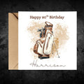 Personalised 80th Birthday Card, Golf Theme, Custom Name Card for Him Dad Grandad