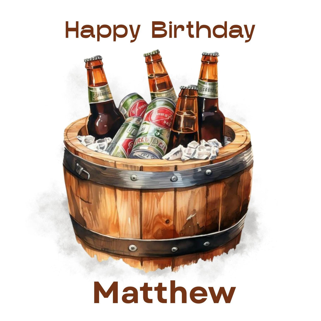 Personalized Beer Birthday Card for Men, Custom Name Humorous Greeting Card Dad Friend Son