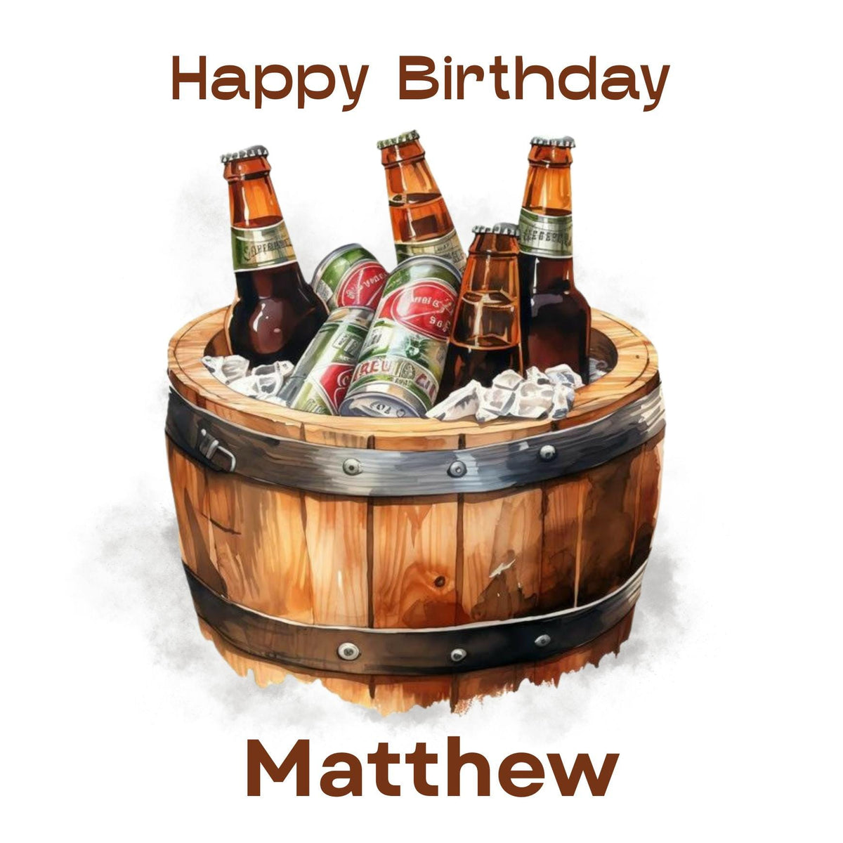 Personalized Beer Birthday Card for Men, Custom Name Humorous Greeting Card Dad Friend Son