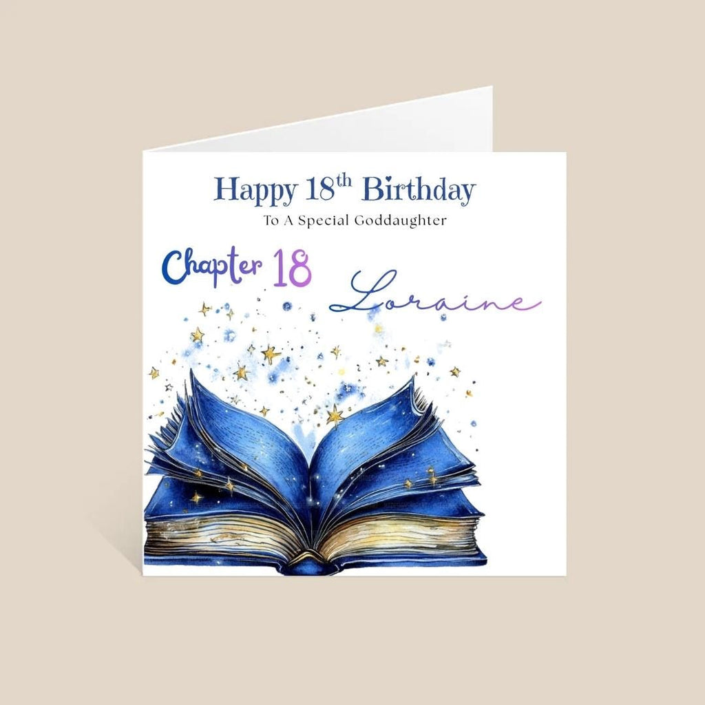 Personalized Chapter 18 Birthday Card, Daughter, Sister, Friend, Book Magical Floral Sparkly Design