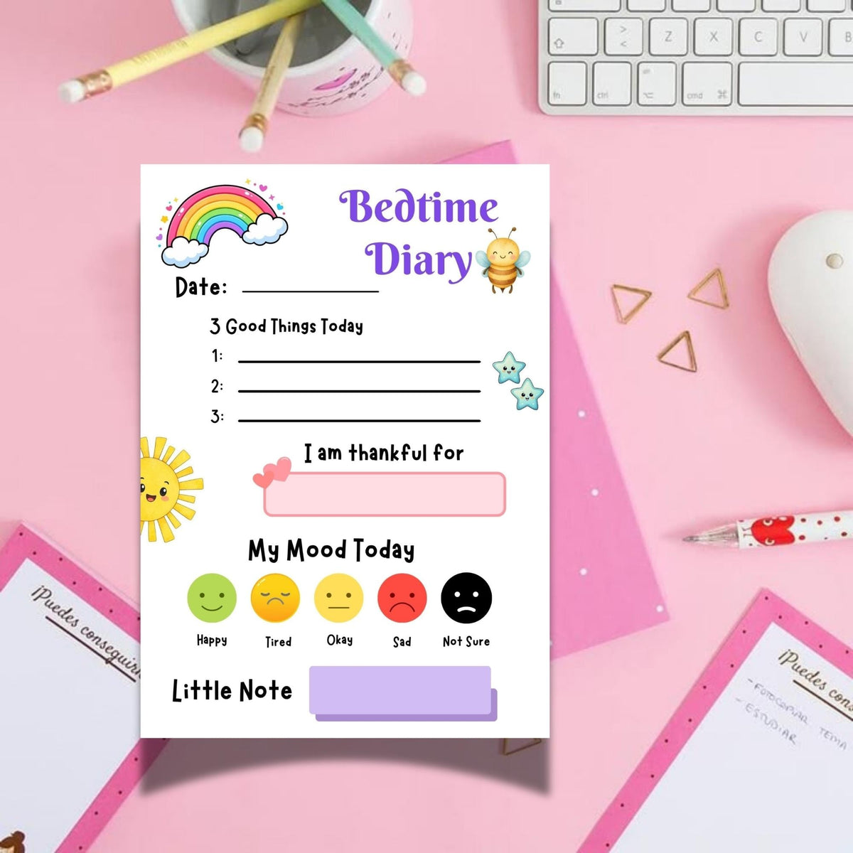 Kids Bedtime Diary Notepad Tear-Off, Autism & SEN Friendly Night Journal, Gratitude and Mood Tracker for Positive Mental Wellbeing