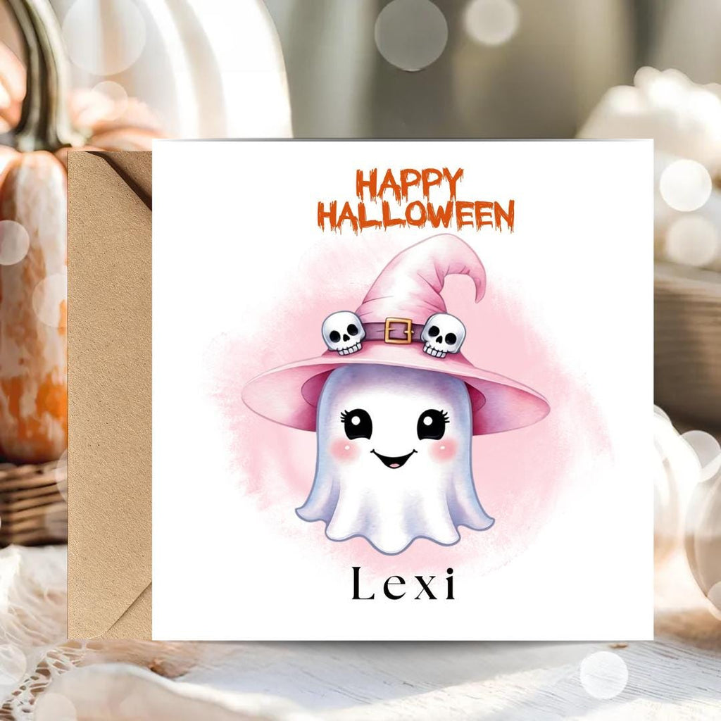 Personalized Halloween Cards: Spooky Ghost & Pumpkin Card