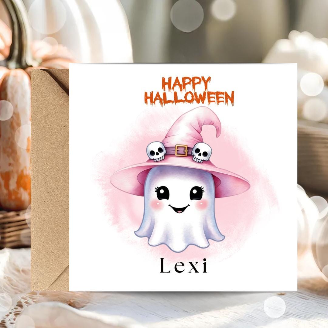 Personalized Halloween Cards: Spooky Ghost & Pumpkin Card