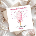 Personalized 2nd birthday card for daughter granddaughter with Pink Ice Cream design