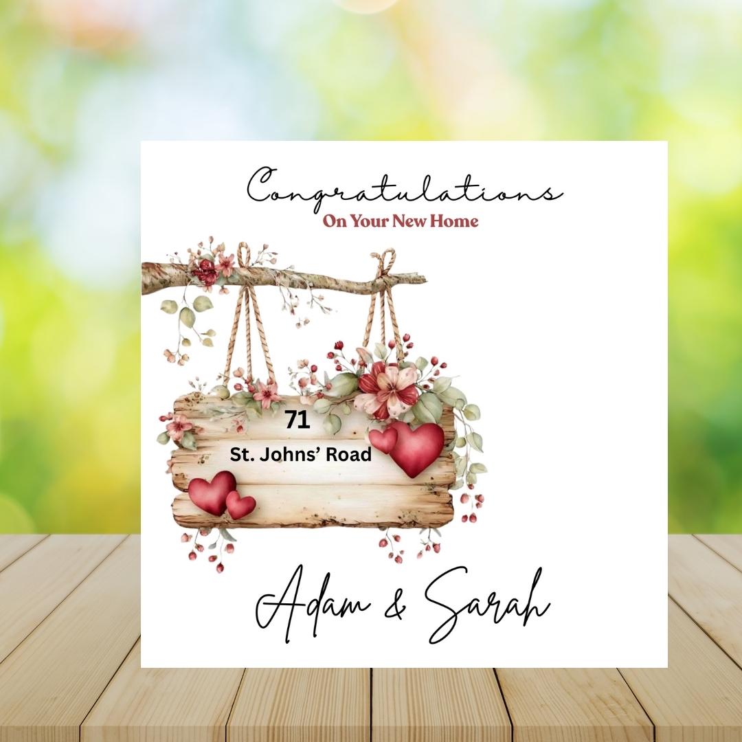 Personalized New Home Congratulations Card, Housewarming Gift, Custom Address Name Cards
