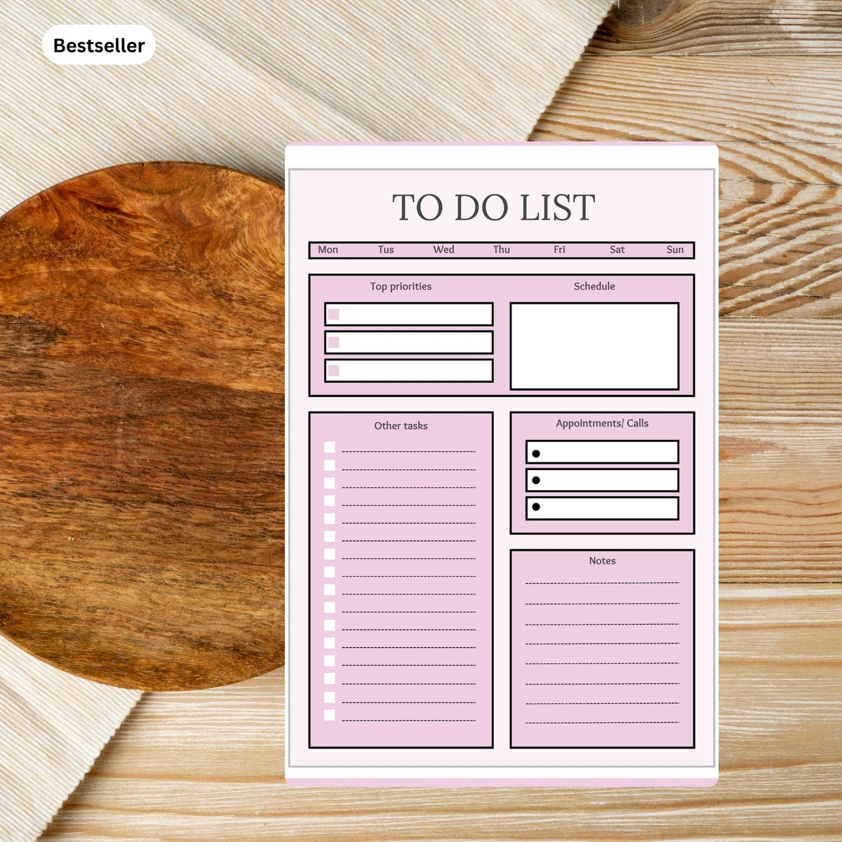 Colourful To Do List Planner Pad | Weekly Desk Notepad | Pink Productivity Record | Task Organiser