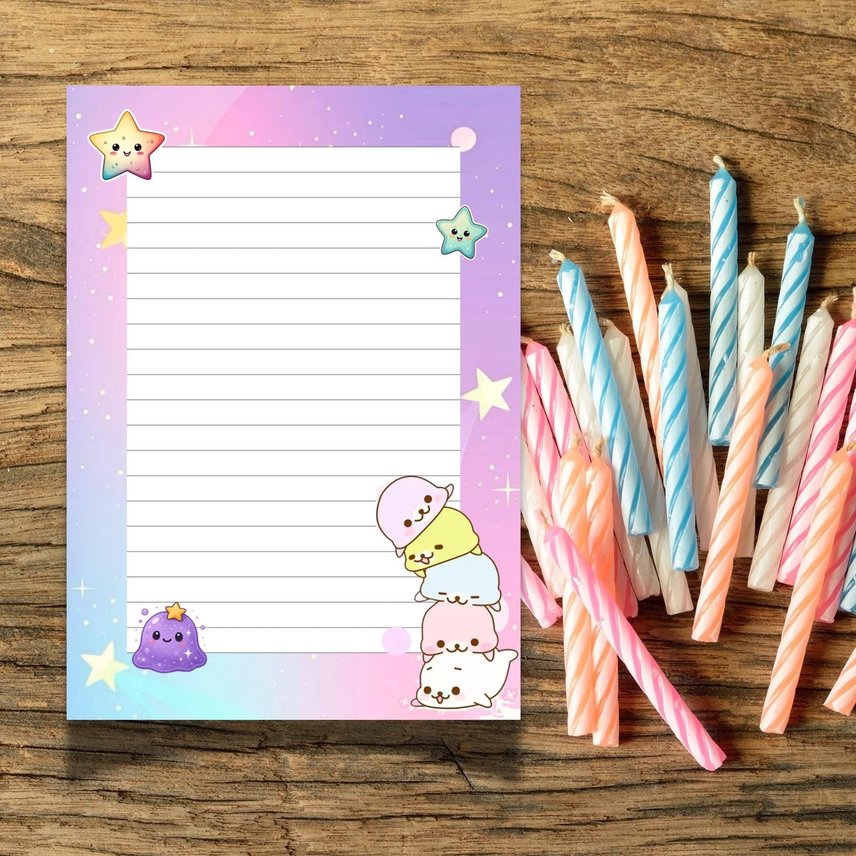A6 Kids Notepad, Colourful Kawaii Animals, 40 Tear-Off Planner Pages