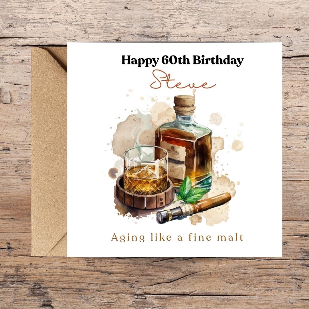 Funny 60th Birthday Card For Husband, Dad, Grandpa - Whiskey Lover Card