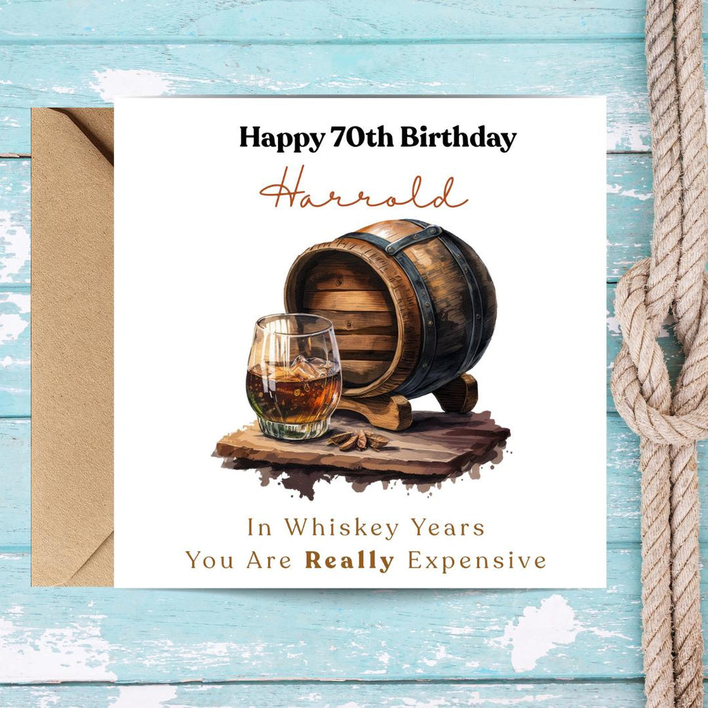 Funny 70th Birthday Card For Husband, Dad, Grandpa - Whiskey Lover Card