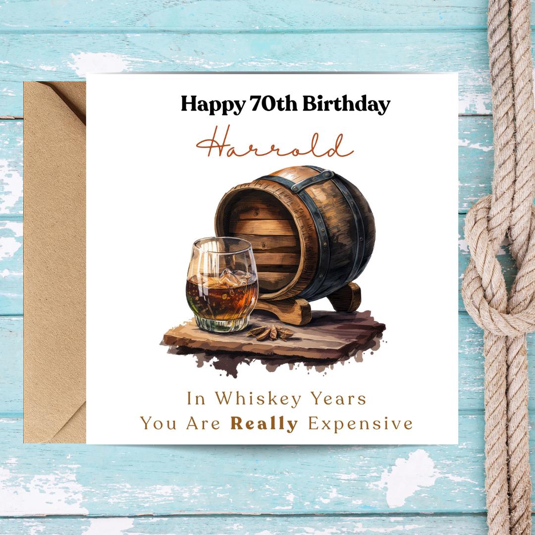 Funny 70th Birthday Card For Husband, Dad, Grandpa - Whiskey Lover Card