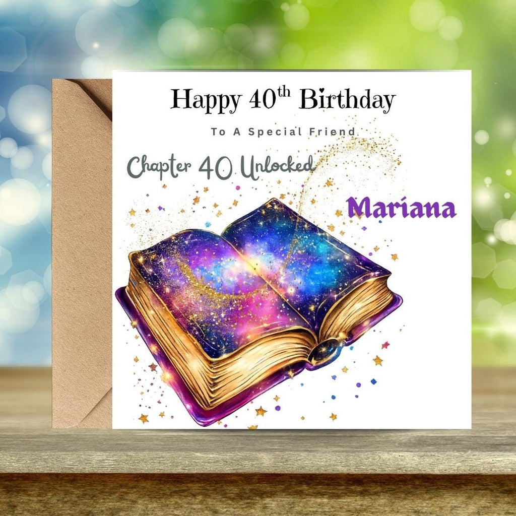 Personalized 40th Birthday Card, Chapter 40 Unlocked, Sister Friend Daughter (Kraft Envelope)