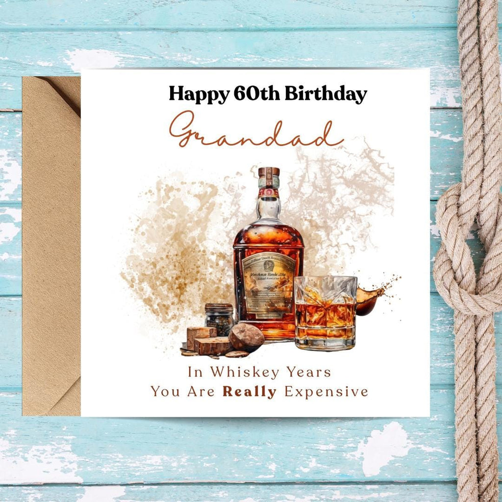 Personalized Funny 60th Birthday Card For Husband, Dad, Grandpa - Whiskey Lover Card
