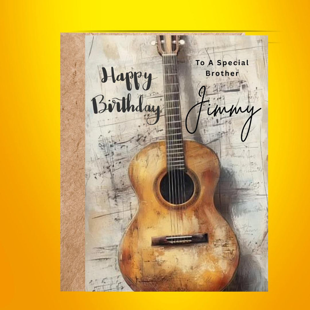 Personalised Guitar Birthday Card For Son, Custom Name Music Greeting for Brother Friend, Grandson