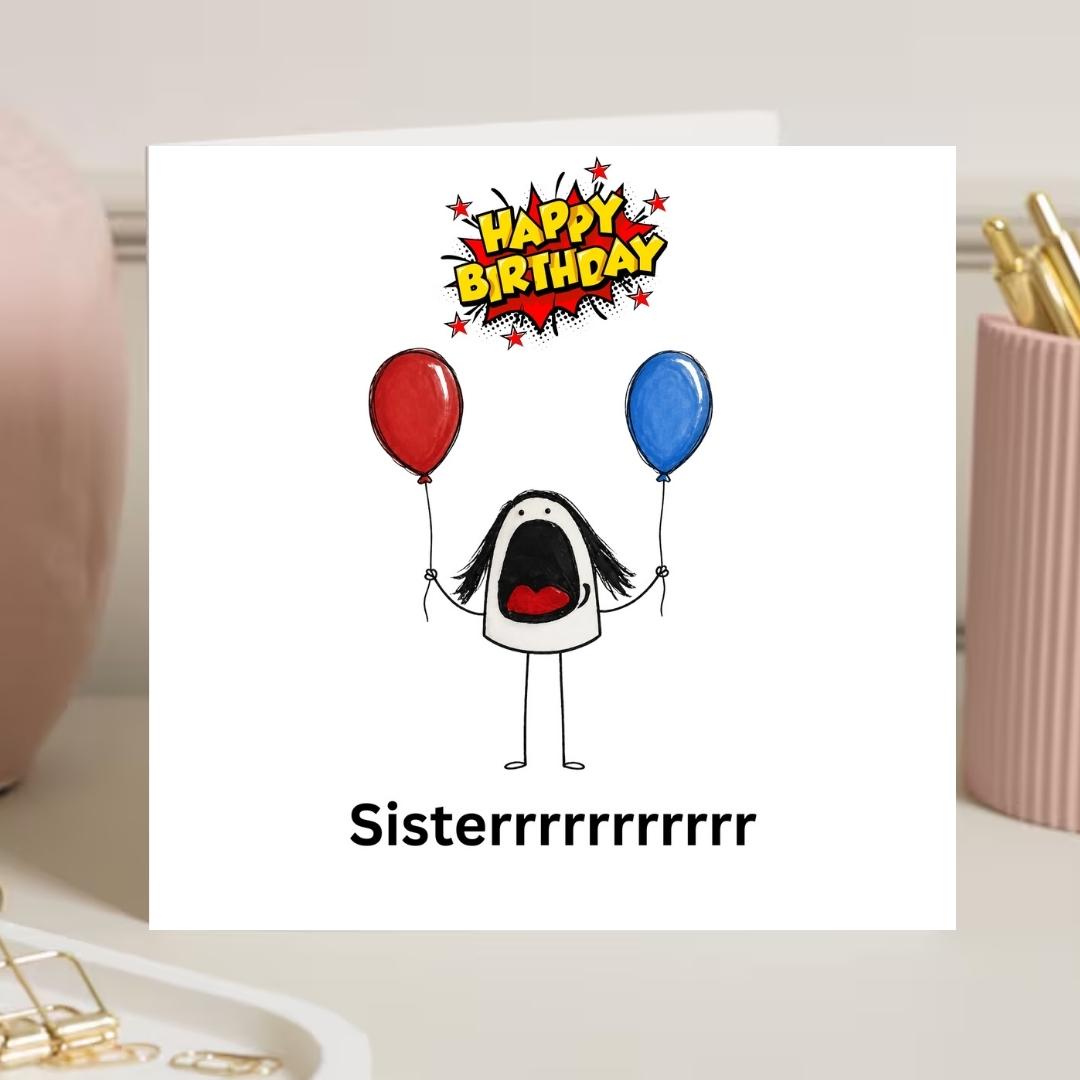 Funny Birthday Card for Sister, Birthday Card for Her
