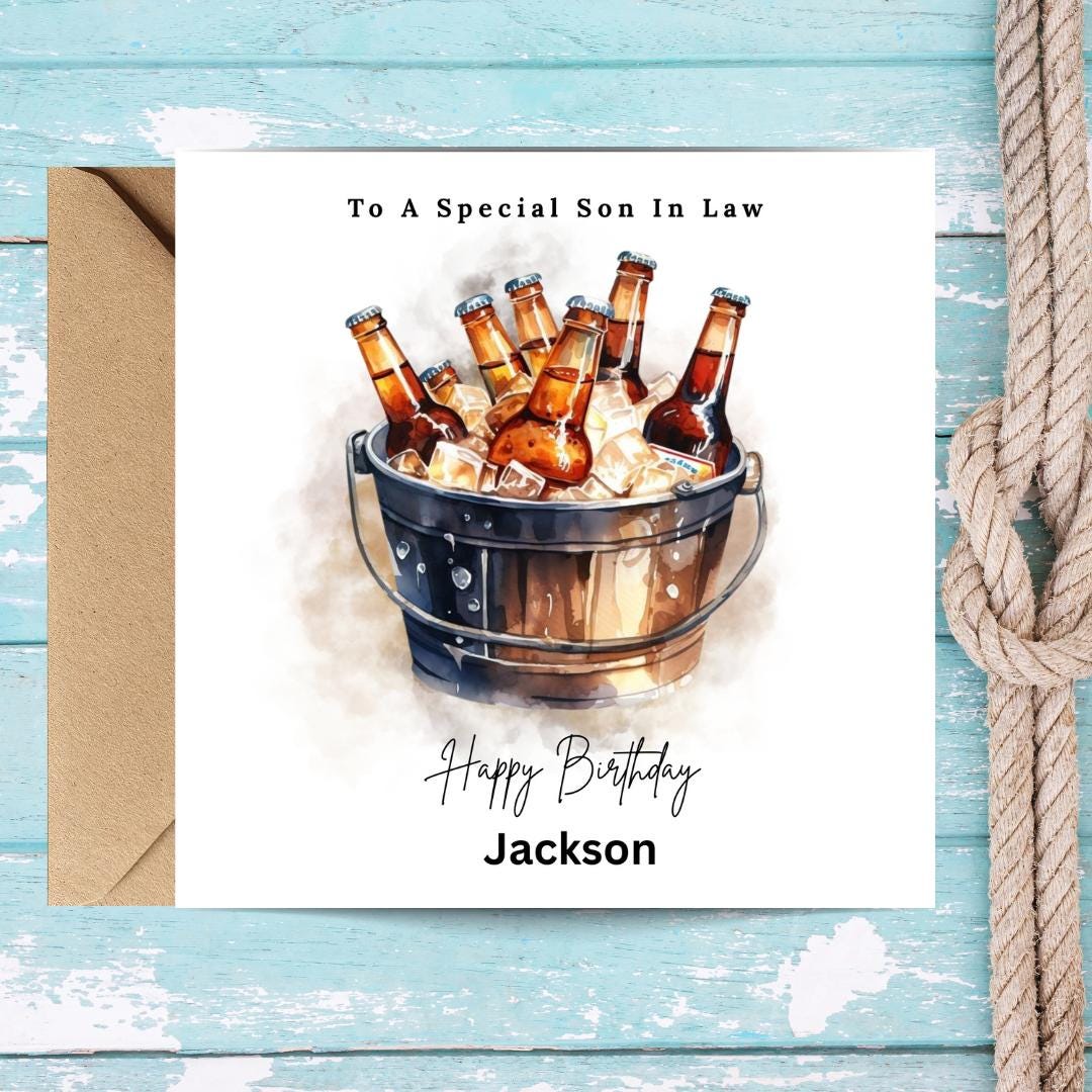 Personalized Brother In Law Birthday Card, Custom Name Beer Birthday Cards for Men