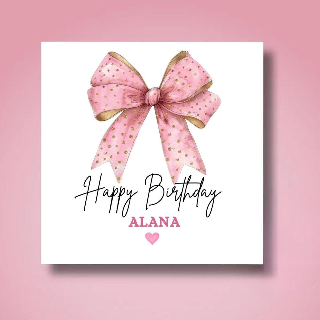 Coquette Bow Birthday Card: Personalized card for girls
