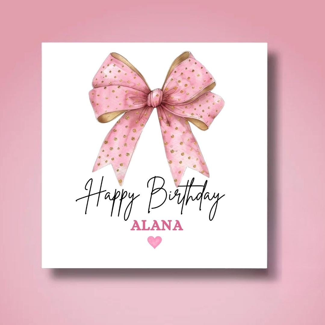 Coquette Bow Birthday Card: Personalized card for girls