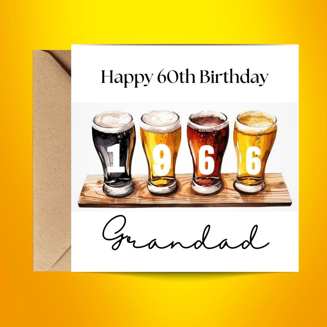 Personalized 60th Birthday Card For Dad, Funny Birth Year Custom Name Greetings For Men