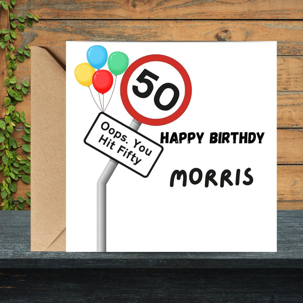 Funny Personalised 50th Birthday Card For Him And Her, Custom Name Unisex Milestone Birthday Cards