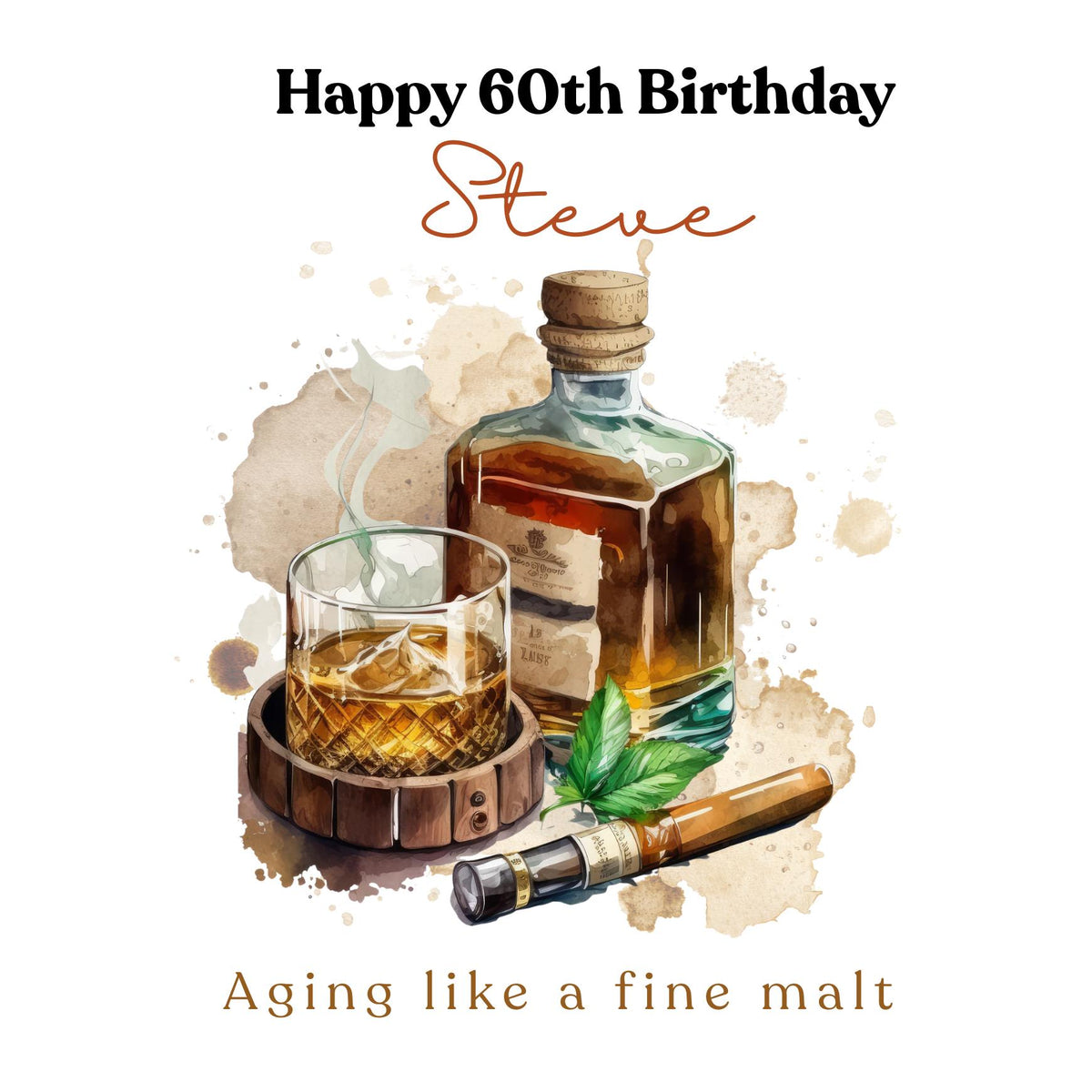 Funny 60th Birthday Card For Husband, Dad, Grandpa - Whiskey Lover Card