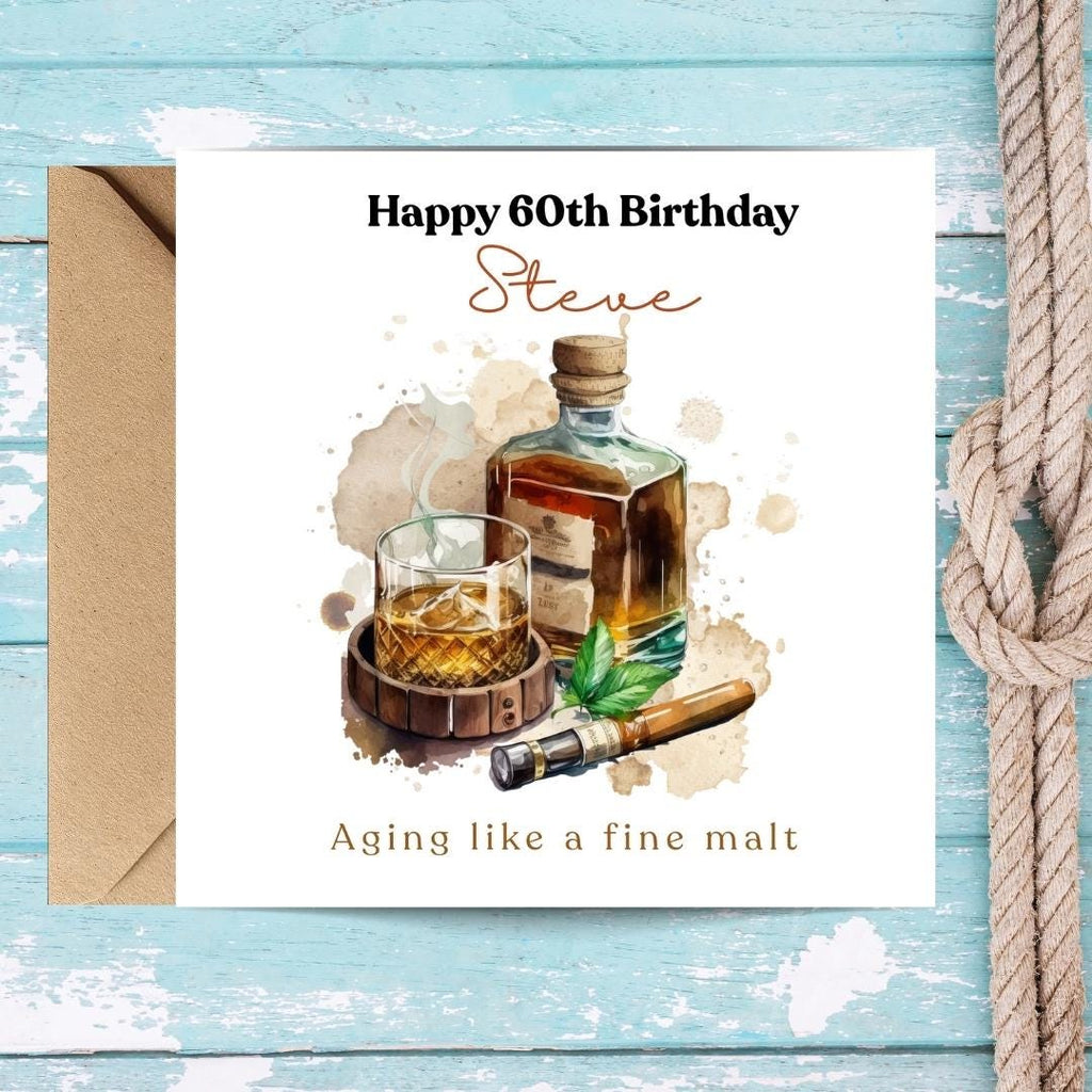 Funny 60th Birthday Card For Husband, Dad, Grandpa - Whiskey Lover Card