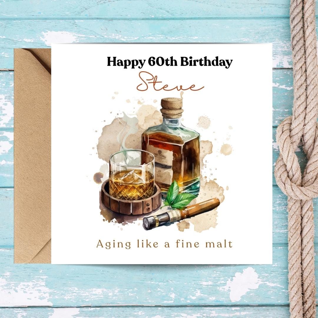 Funny 60th Birthday Card For Husband, Dad, Grandpa - Whiskey Lover Card