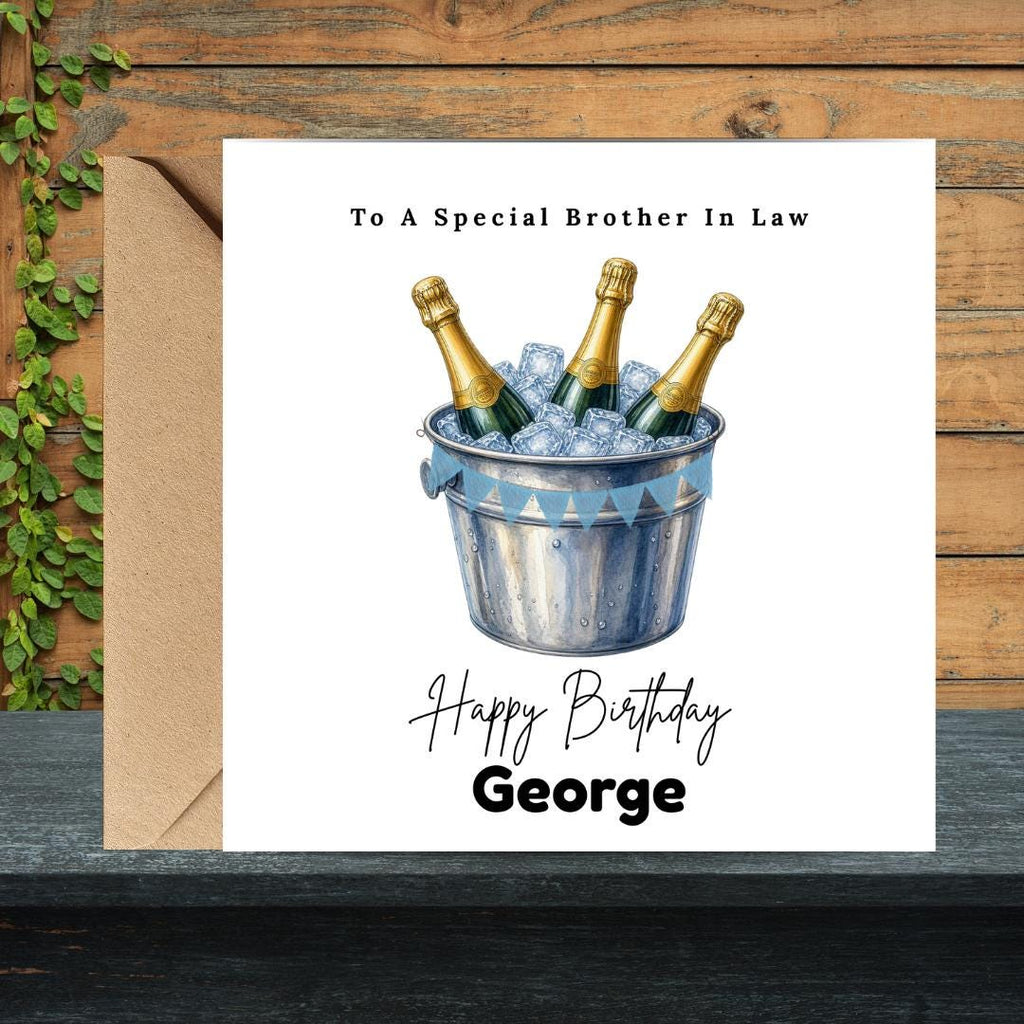 Personalized Brother In Law Birthday Card, Custom Name Beer Birthday Cards for Men