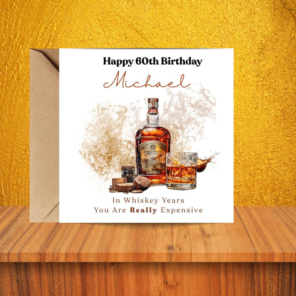 Personalized Funny 60th Birthday Card For Husband, Dad, Grandpa - Whiskey Lover Card