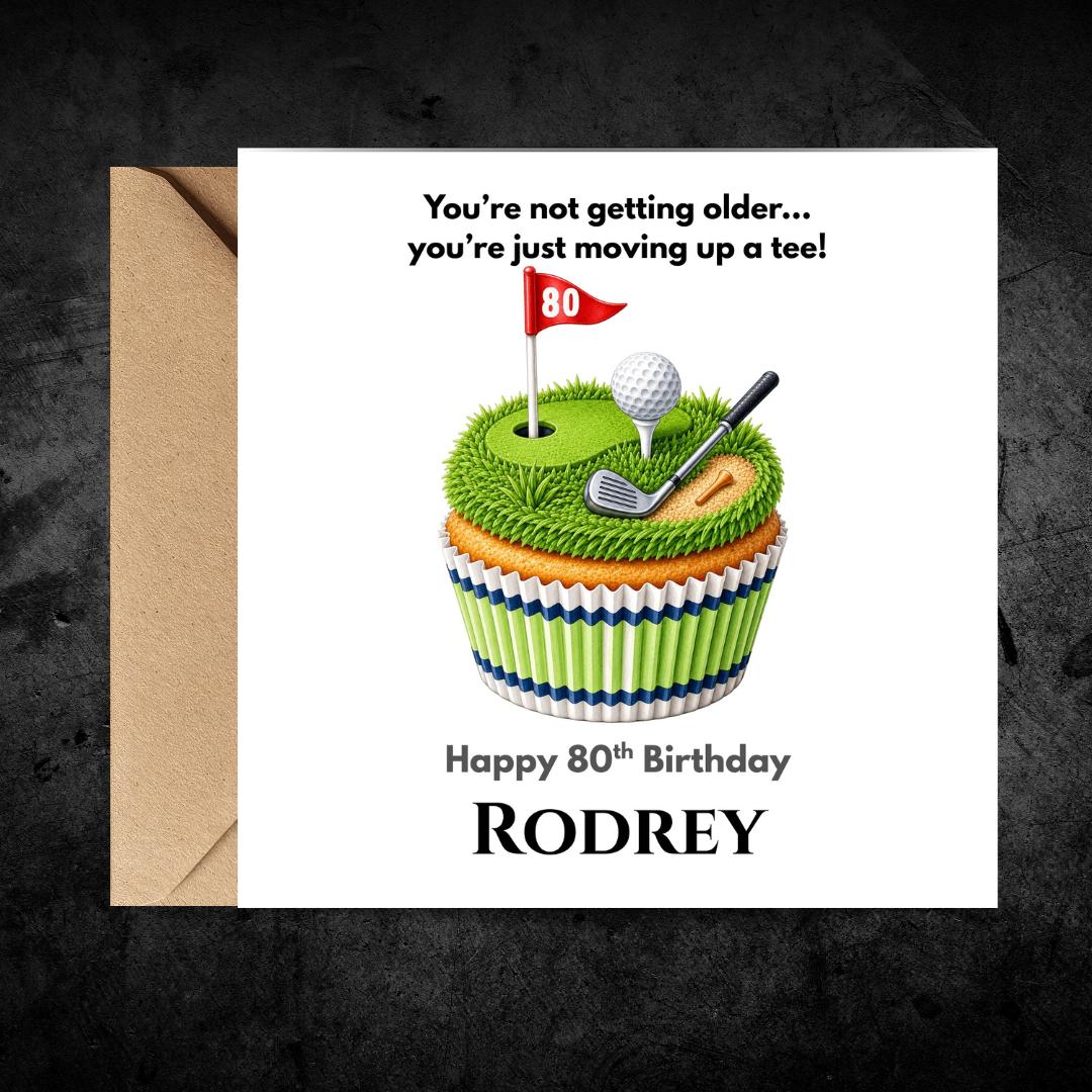 Funny 80th Birthday Card For Husband, Dad, Grandpa, Uncle - Personalized Golf Humor Greeting Golfer Cards