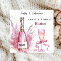 Personalized 40th Birthday Card, Pink Champagne Gold Dust Design