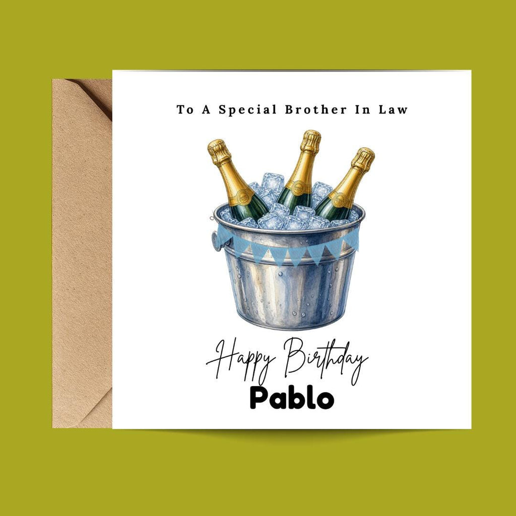 Personalized Brother In Law Birthday Card, Custom Name Beer Birthday Cards for Men