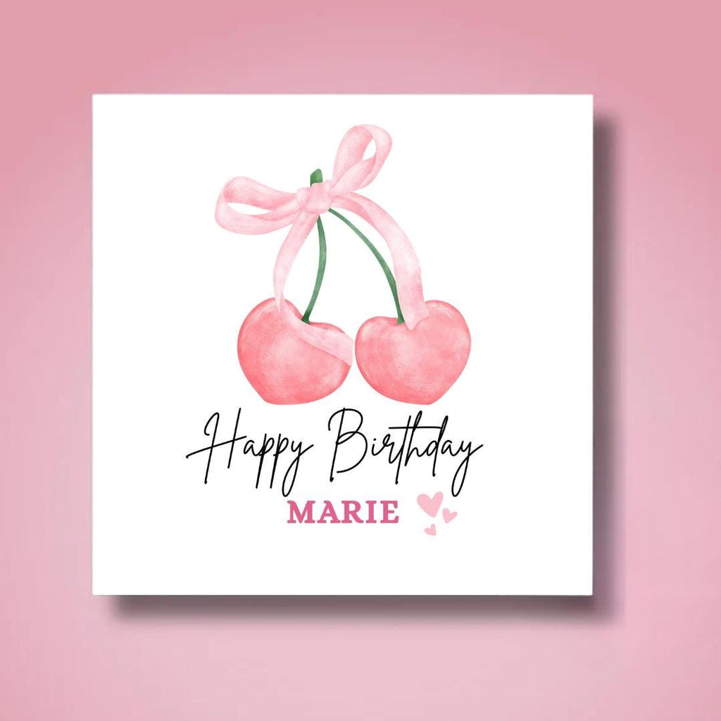 Personalized Coquette Bow Birthday Card For Her, Custom Name Girls Birthday Cards