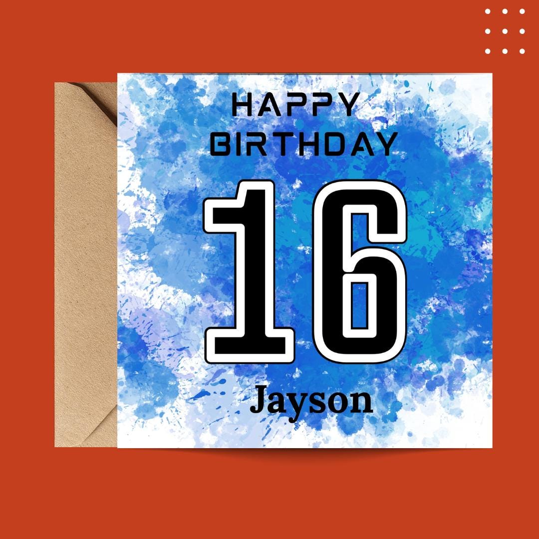 Personalized 16th Birthday Card For Son, Grandson, Nephew, Brother, Friend (Jayson)