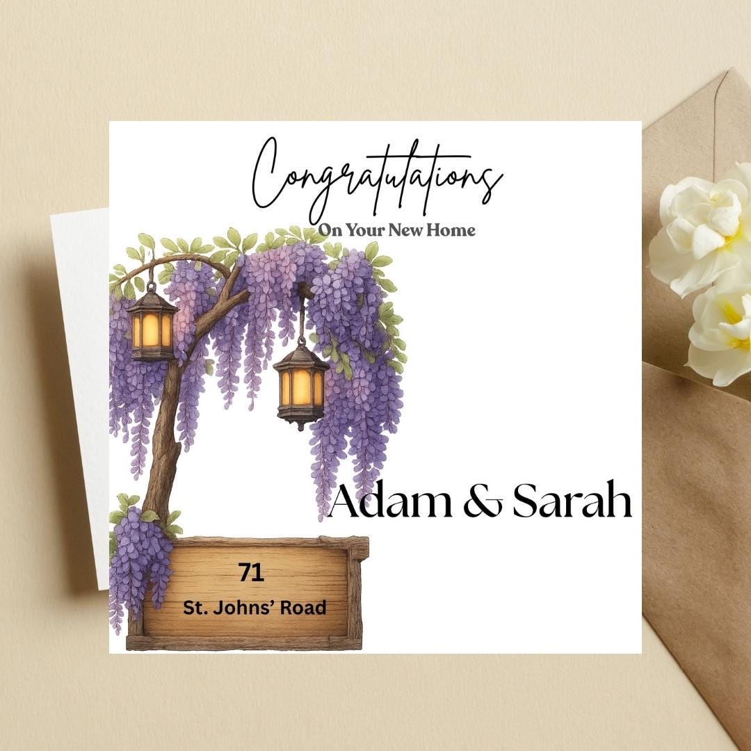 New Home Congratulations Card, Housewarming Gift With Custom Address Names