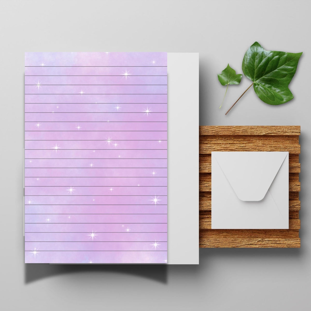 A5 notebook Purple and pink pastel lined with sparkles, Kawaii Stationery, Tear-Off Planner
