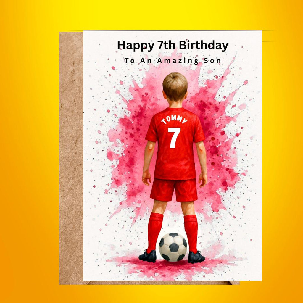 Personalized Football Birthday Card for Son, Custom Name Soccer Card, Age 10