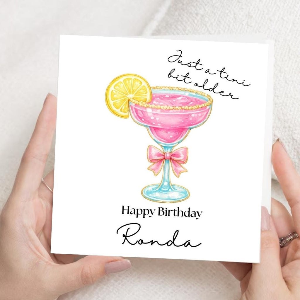 Personalized Funny Birthday Card for Her, Martini Theme Just a Tini Bit Older Card Female