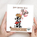 Personalised cowgirl happy 1st birthday card, First Rodeo Themed Card For Daughter Granddaughter Niece