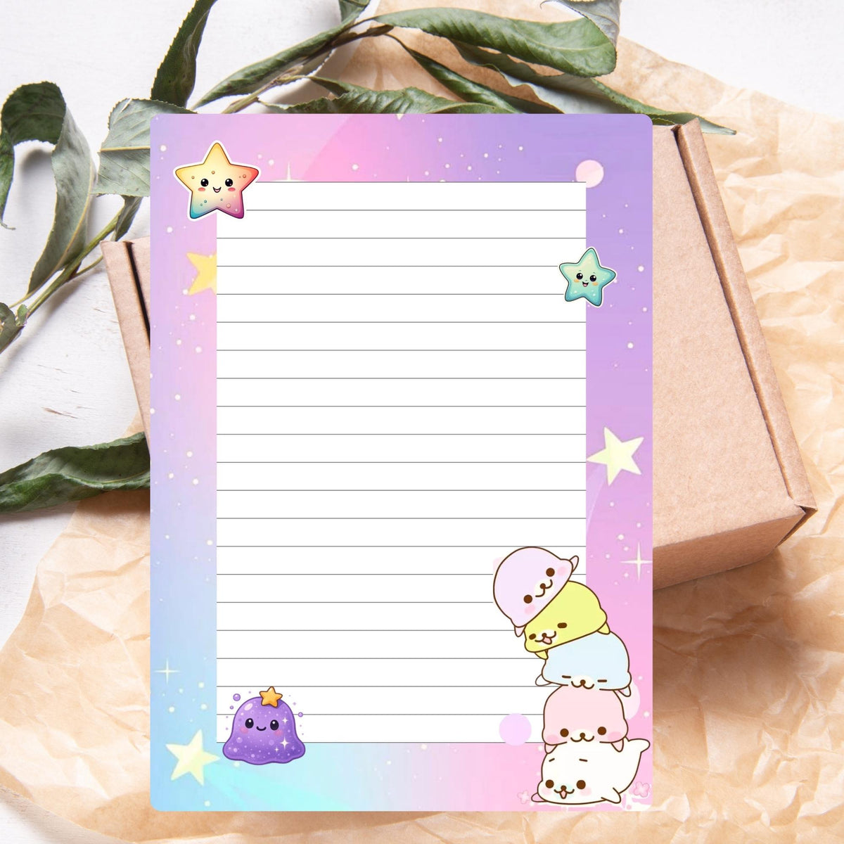A6 Kids Notepad, Colourful Kawaii Animals, 40 Tear-Off Planner Pages