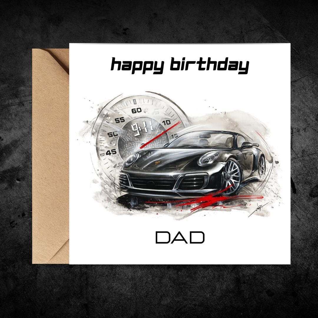 Personalized Birthday Card For Men Sports Car Speedometer Automotive Theme