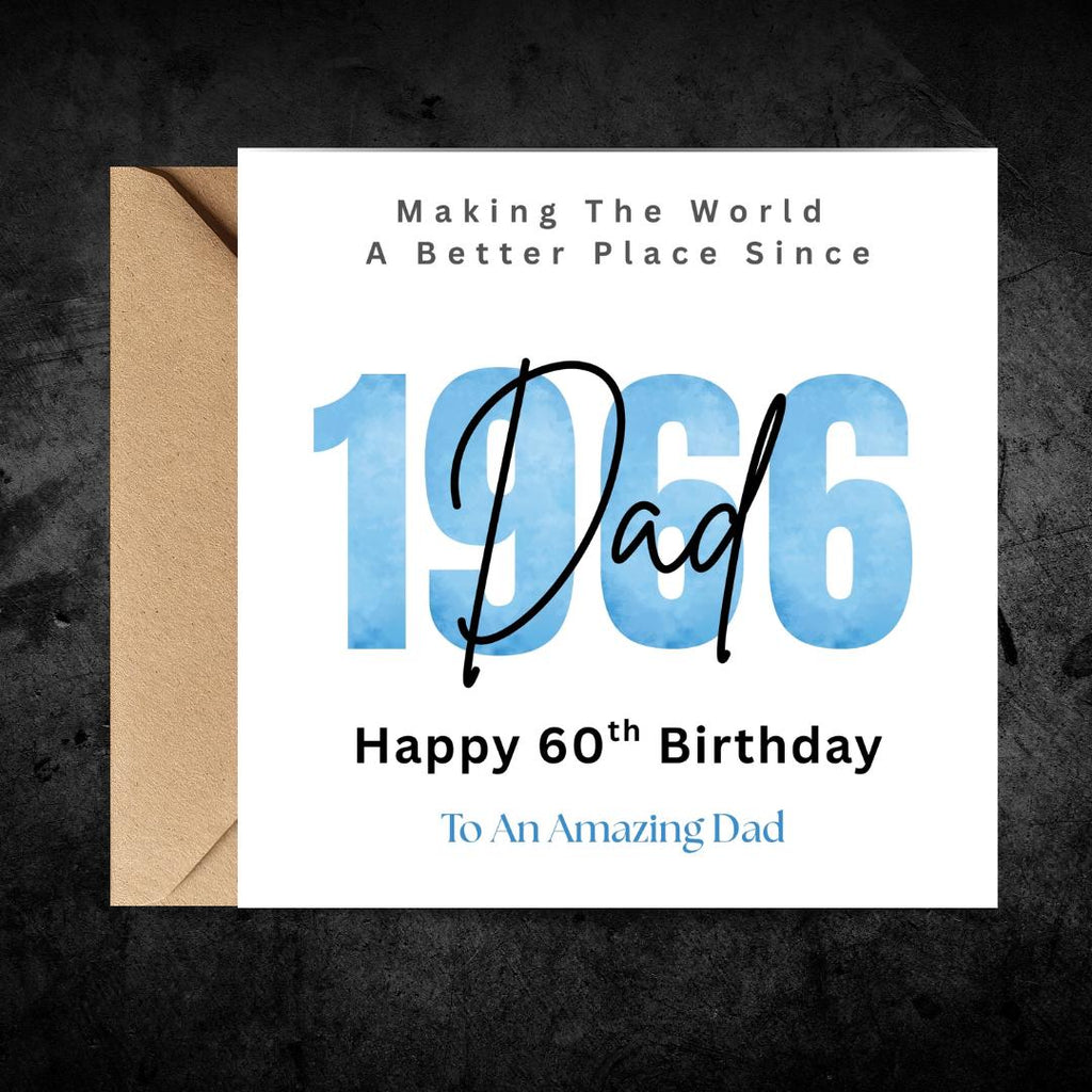 Personalized 60th Birthday Card For Dad, Birth Year Custom Name Greeting