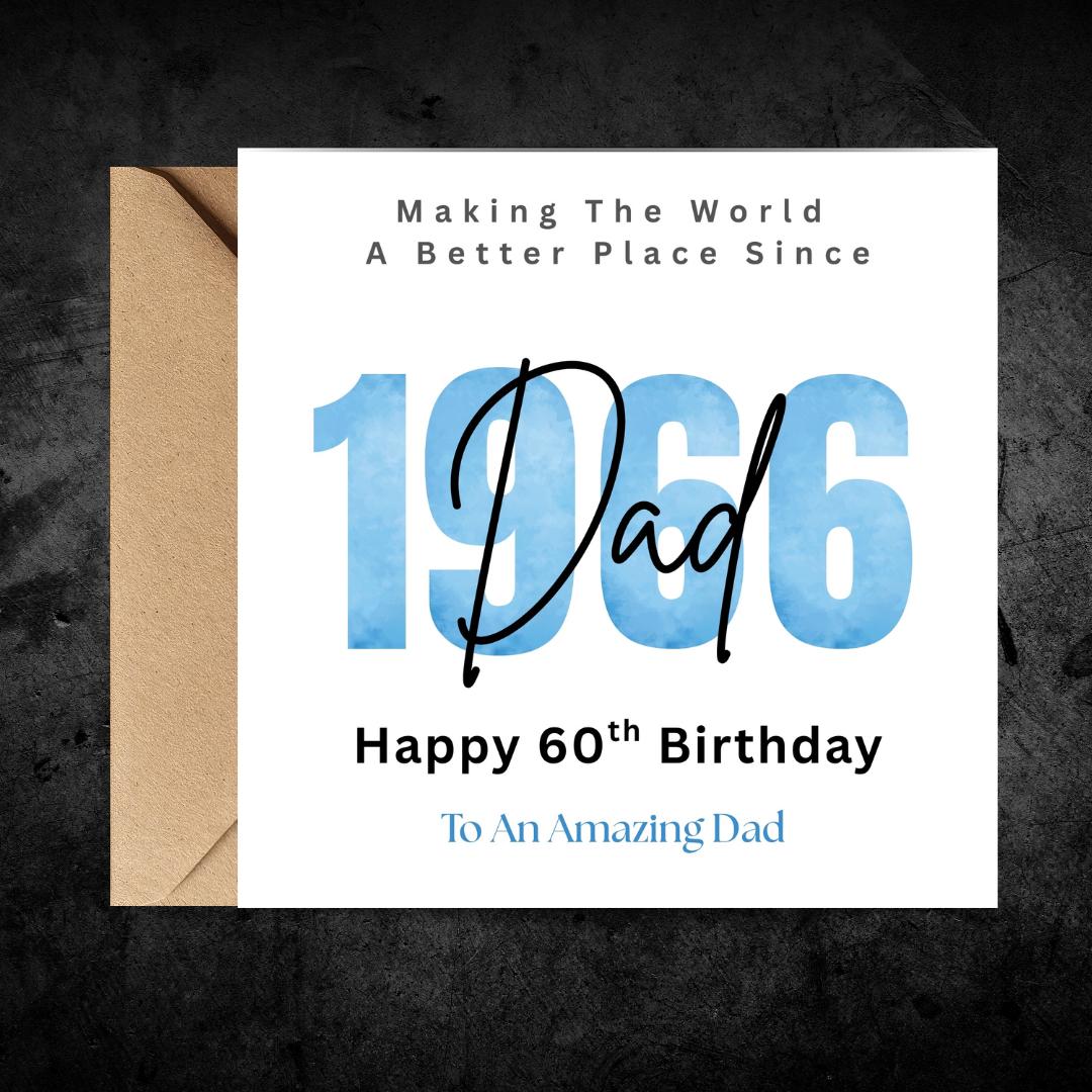 Personalized 60th Birthday Card For Dad, Birth Year Custom Name Greeting